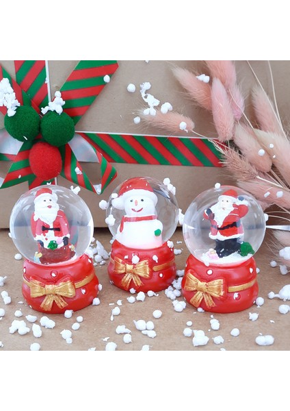 Noel Baba Kardan Adam 3'lü Set Masaüstü Aydınlatma Dekoratif Hediyelik Yılbaşı Veya Doğum Günlerine Özel Tasarım 6cm x 4cm No:5