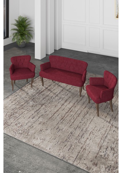 Gadagrup Kolu Çay Seti Koltuk Takımı, Salon Balkon Takımı(2+1+1 Ceviz Ayak)