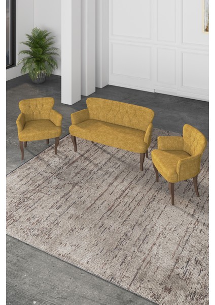 Gadagrup Kolu Çay Seti Koltuk Takımı, Salon Balkon Takımı(2+1+1 Ceviz Ayak)