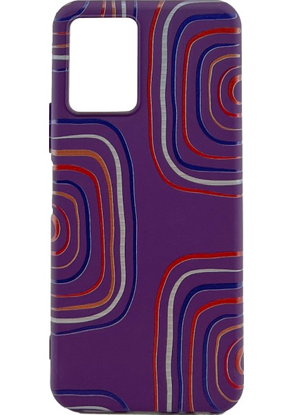 Vivo Y21 Kılıf Mor Renkli Kare Desenli Telefon Kapağı Tam Koruma