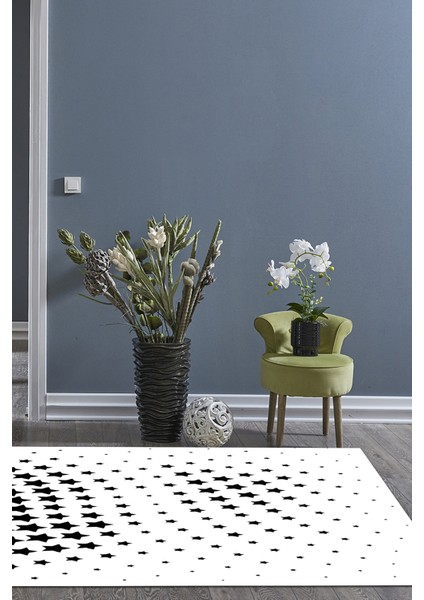 Dijital Salon Halısı Star Pamuk Kaymaz Taban Modern Willow Krem