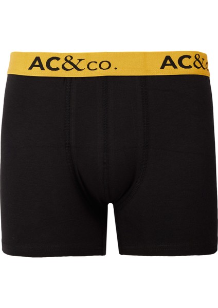 AC&Co / Altınyıldız Classics Erkek Siyah-Sarı 3'lü Desenli Boxer Paketi