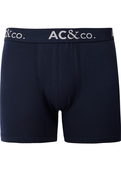 AC&Co / Altınyıldız Classics Erkek Lacivert-Yeşil Desenli Pamuklu Esnek 3'lü Boxer Paketi