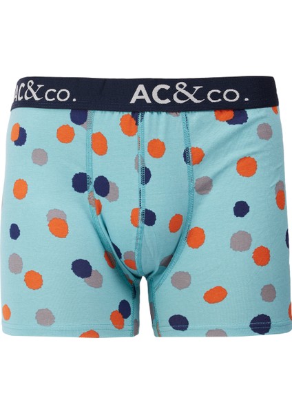 AC&Co / Altınyıldız Classics Erkek Lacivert-Yeşil Desenli Pamuklu Esnek 3'lü Boxer Paketi