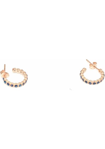 925 Ayar Gümüş C Modeli Küpe, Pembe - Mavi Taş modelleri