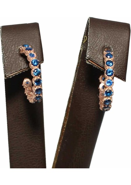 925 Ayar Gümüş C Modeli Küpe, Pembe - Mavi Taş fırsatları