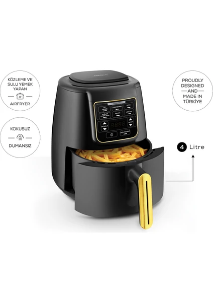 Air Pro Cook 3 In 1 Xl Ev Yemeği, Közleme, Airfryer Black Gold 4 Kişilik