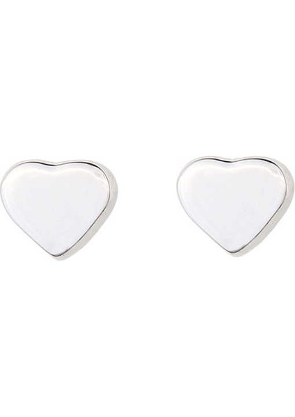 925 Ayar Gümüş Minik Kalp Küpe, Beyaz