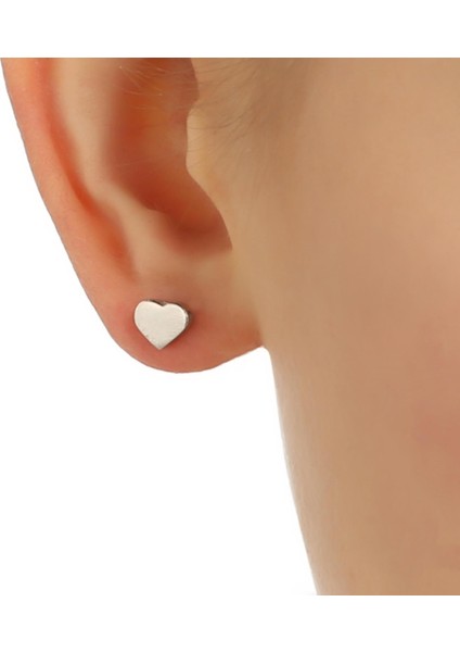 925 Ayar Gümüş Minik Kalp Küpe, Beyaz modelleri