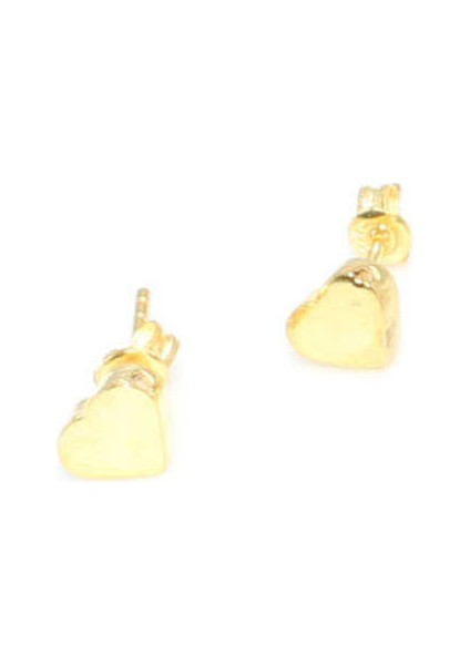 925 Ayar Gümüş Minik Kalp Küpe, Beyaz