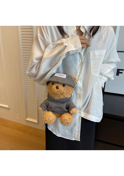 Sevimli Karikatür Ayı Çantası Kadın Peluş Bebek Çantası Zincir Omuz Çantası (Yurt Dışından) fiyatları