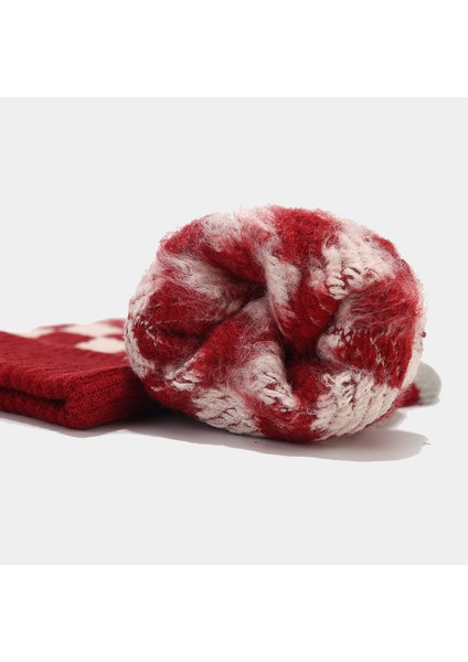 Sonbahar ve Kış Yeni Çekirdek Bükülmüş Iplik Moda Ekose Eşarp, Eldiven, Şapka Üç Parçalı Kayak Soğuk ve Sıcak Takım Elbise (Yurt Dışından)