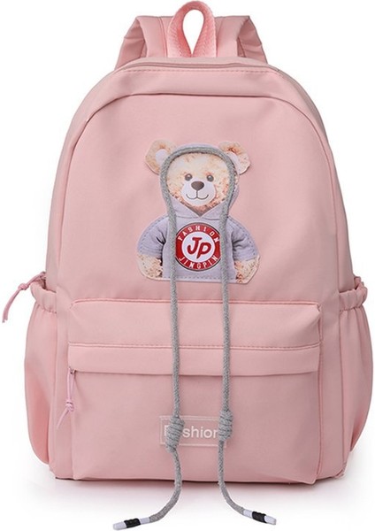 Sırt Çantası, Ayı Baskısı, Naylon Bez Kız Öğrenci Okul Çantası, Büyük Kapasiteli Rahat ve Çok Yönlü Seyahat Sırt Çantası (Yurt Dışından)