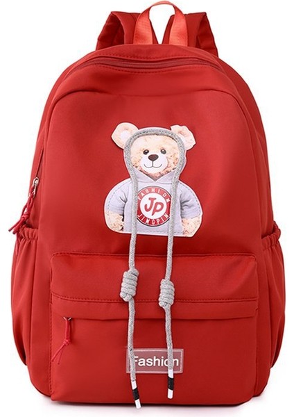 Sırt Çantası, Ayı Baskısı, Naylon Bez Kız Öğrenci Okul Çantası, Büyük Kapasiteli Rahat ve Çok Yönlü Seyahat Sırt Çantası (Yurt Dışından)