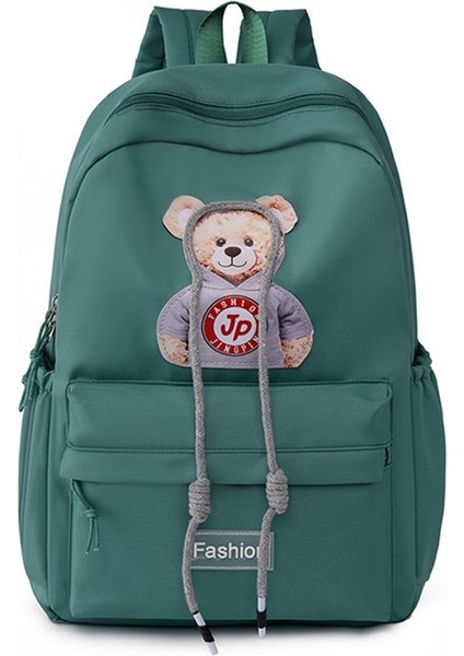 Sırt Çantası, Ayı Baskısı, Naylon Bez Kız Öğrenci Okul Çantası, Büyük Kapasiteli Rahat ve Çok Yönlü Seyahat Sırt Çantası (Yurt Dışından)