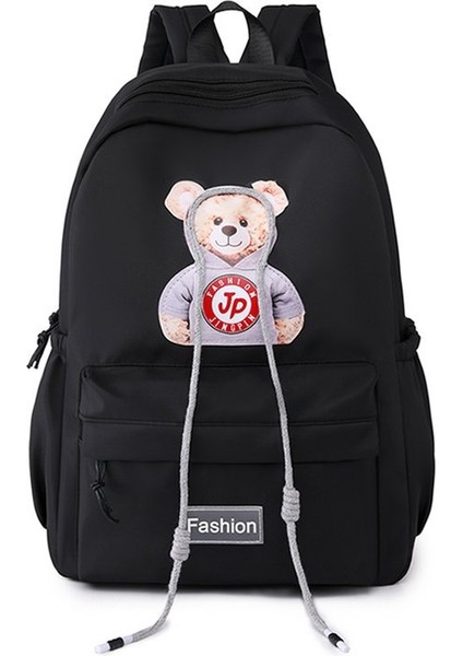 Sırt Çantası, Ayı Baskısı, Naylon Bez Kız Öğrenci Okul Çantası, Büyük Kapasiteli Rahat ve Çok Yönlü Seyahat Sırt Çantası (Yurt Dışından)