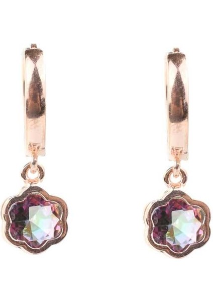 925 Ayar Gümüş Mistik Topaz Taşlı Çiçekli Küpe fiyatları