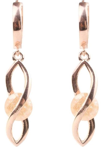 925 Ayar Gümüş Buzlu Şampanya Quartz Taşlı Sonsuzluk Küpe