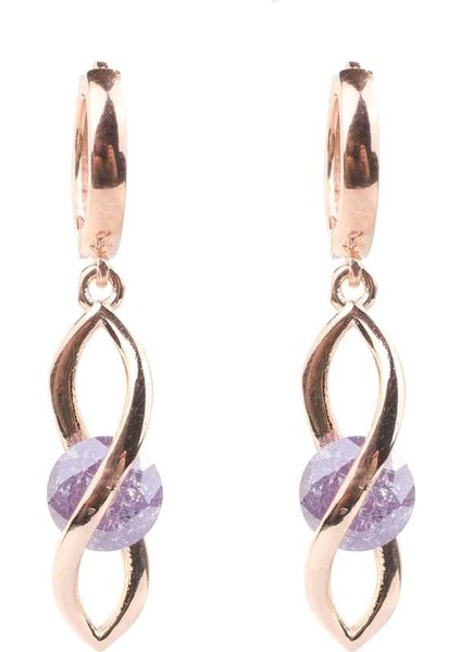 925 Ayar Gümüş Ametist Taşlı Sonsuzluk Küpe