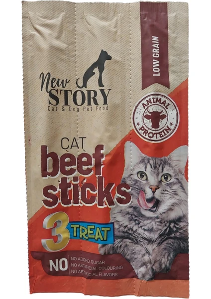 New Story Cat Beef Sticks Dana Etli Kedi Ödül Çubukları 3 x 5 gr