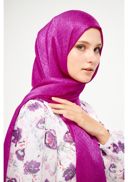 Sakafashion Hasır Desenli Jakarlı Şal - Fuşya