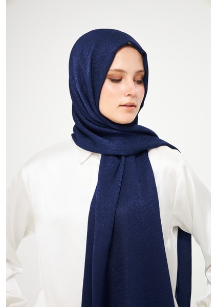 Sakafashion Hasır Desenli Jakarlı Şal - Lacivert
