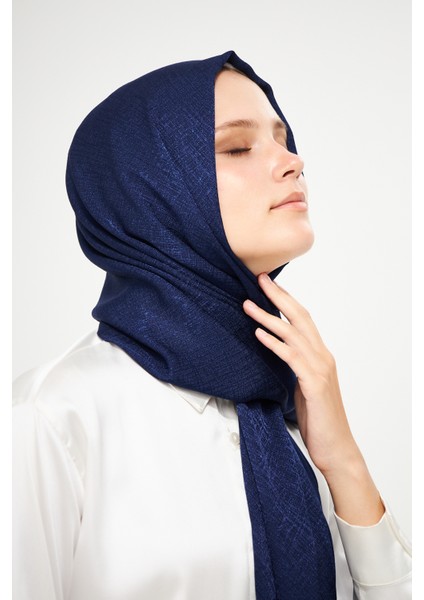 Sakafashion Hasır Desenli Jakarlı Şal - Lacivert