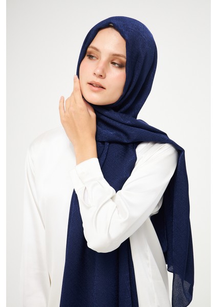 Sakafashion Hasır Desenli Jakarlı Şal - Lacivert