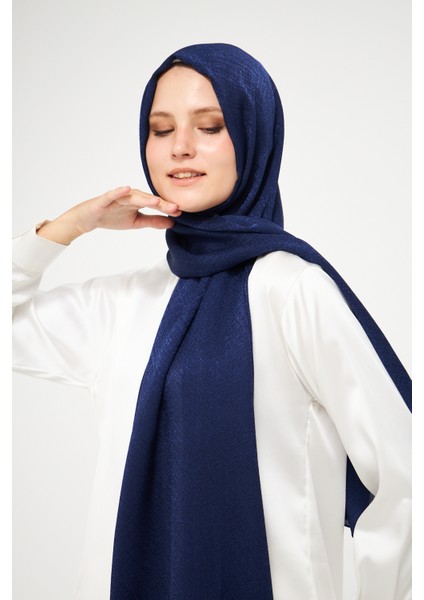 Sakafashion Hasır Desenli Jakarlı Şal - Lacivert