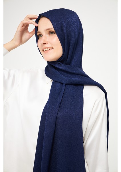 Sakafashion Hasır Desenli Jakarlı Şal - Lacivert