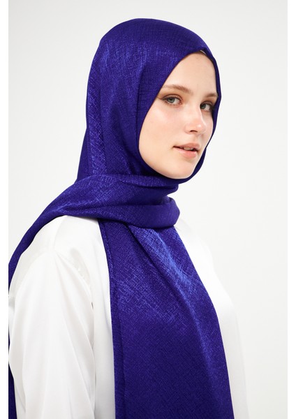 Sakafashion Hasır Desenli Jakarlı Şal - Saks Mavisi