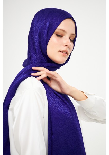 Sakafashion Hasır Desenli Jakarlı Şal - Saks Mavisi