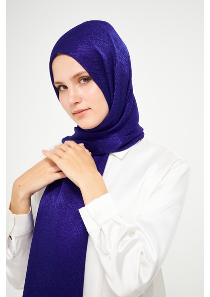Sakafashion Hasır Desenli Jakarlı Şal - Saks Mavisi