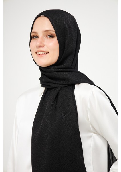 Sakafashion Hasır Desenli Jakarlı Şal - Siyah