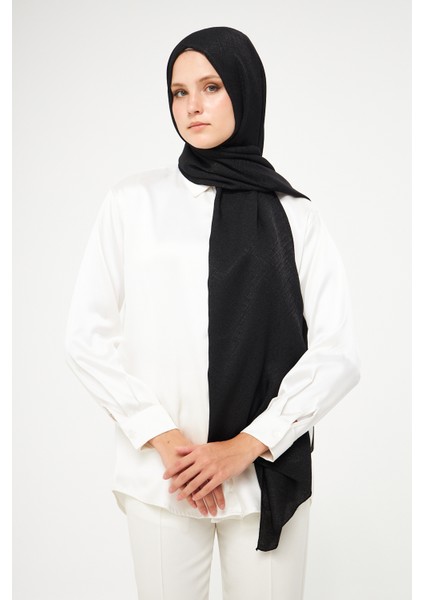 Sakafashion Hasır Desenli Jakarlı Şal - Siyah