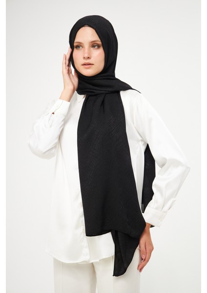 Sakafashion Hasır Desenli Jakarlı Şal - Siyah