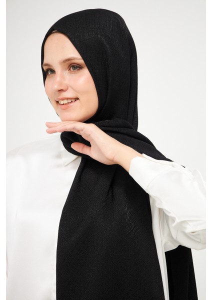 Sakafashion Hasır Desenli Jakarlı Şal - Siyah