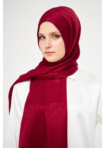 Sakafashion Hasır Desenli Jakarlı Şal - Bordo