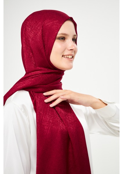 Sakafashion Hasır Desenli Jakarlı Şal - Bordo