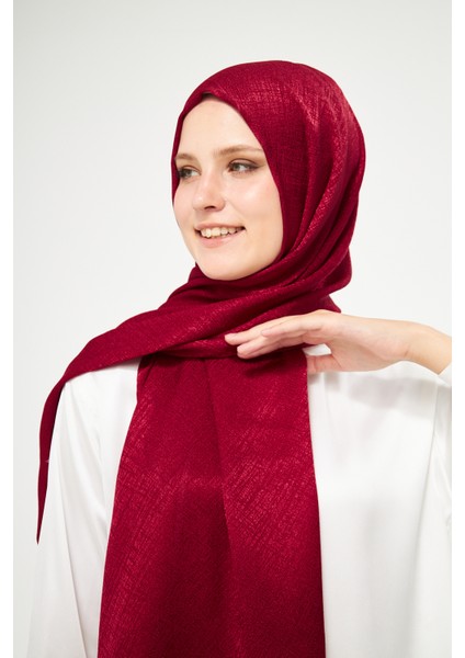 Sakafashion Hasır Desenli Jakarlı Şal - Bordo