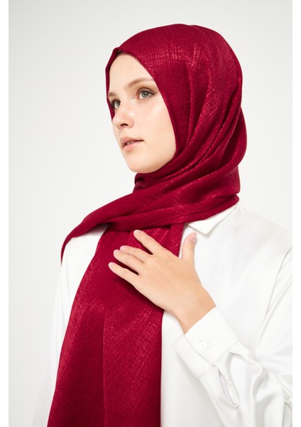 Sakafashion Hasır Desenli Jakarlı Şal - Bordo