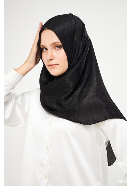 Sakafashion Jakarlı Ağaç Kabuğu Desenli Şal -Siyah