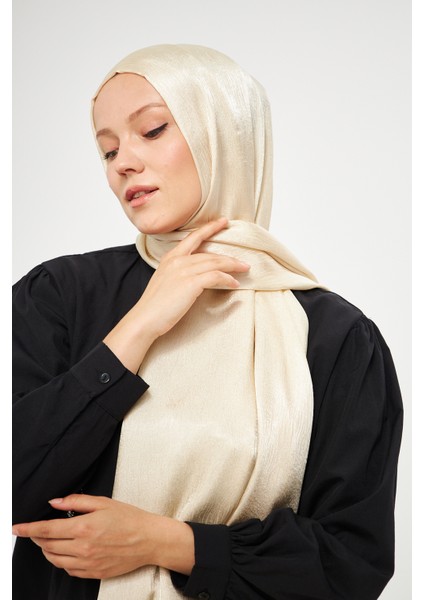 Sakafashion Jakarlı Ağaç Kabuğu Desenli Şal - Açık Buğday