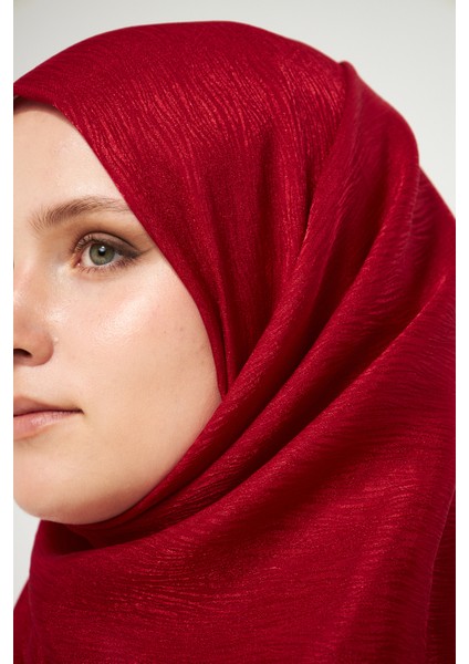 Sakafashion Jakarlı Ağaç Kabuğu Desenli Şal - Kırmızı