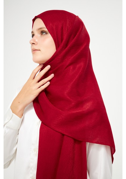 Sakafashion Jakarlı Ağaç Kabuğu Desenli Şal - Kırmızı