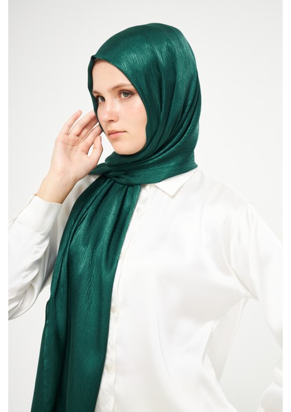 Sakafashion Jakarlı Ağaç Kabuğu Desenli Şal - Petrol Yeşili