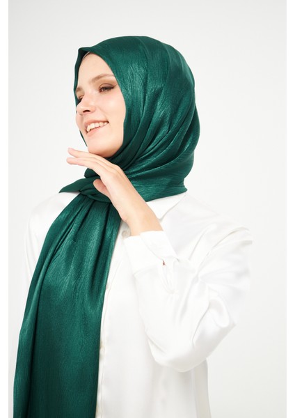 Sakafashion Jakarlı Ağaç Kabuğu Desenli Şal - Petrol Yeşili