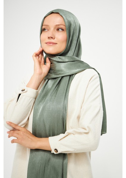 Sakafashion Jakarlı Ağaç Kabuğu Desenli Şal - Çağla Yeşili