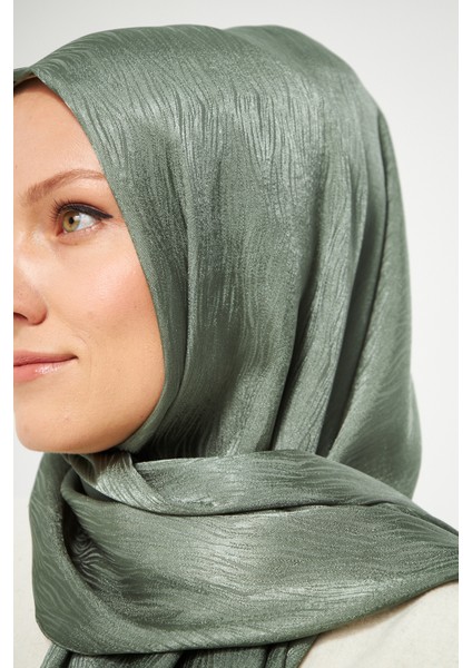 Sakafashion Jakarlı Ağaç Kabuğu Desenli Şal - Çağla Yeşili