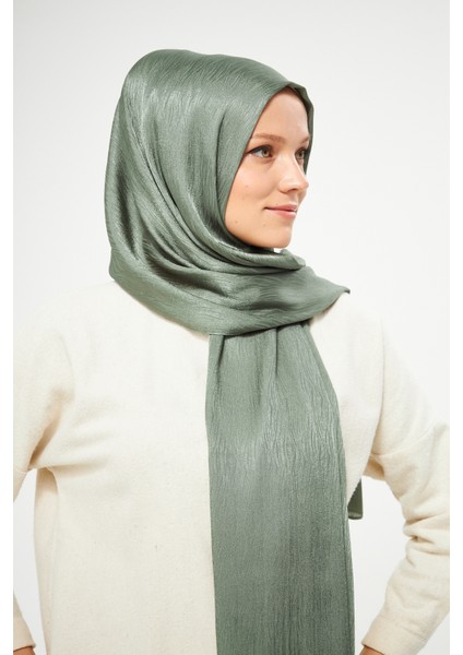 Sakafashion Jakarlı Ağaç Kabuğu Desenli Şal - Çağla Yeşili